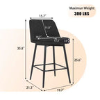 Juego de 2 taburetes de bar de altura de mostrador con giro de 360°, taburetes de bar tapizados en lino con respaldo y patas de metal, para isla de cocina, pub en casa
