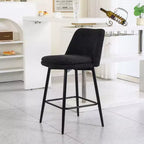 Juego de 2 taburetes de bar de altura de mostrador con giro de 360°, taburetes de bar tapizados en lino con respaldo y patas de metal, para isla de cocina, pub en casa