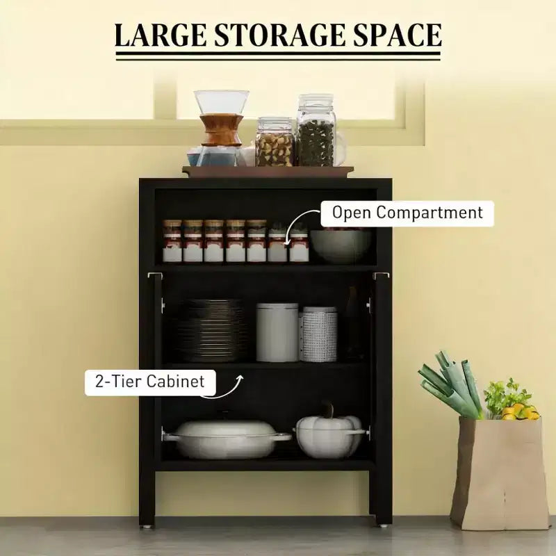 Mueble esquinero de café de estilo nórdico natural con estante abierto y puertas de ratán, aparador tipo bufé para comedor