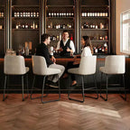 Taburetes de bar, juego de 3 o 4, taburetes de bar de altura de mostrador de cuero de PU con respaldo y reposapiés, sillas de bar tapizadas para comedor, isla de cocina
