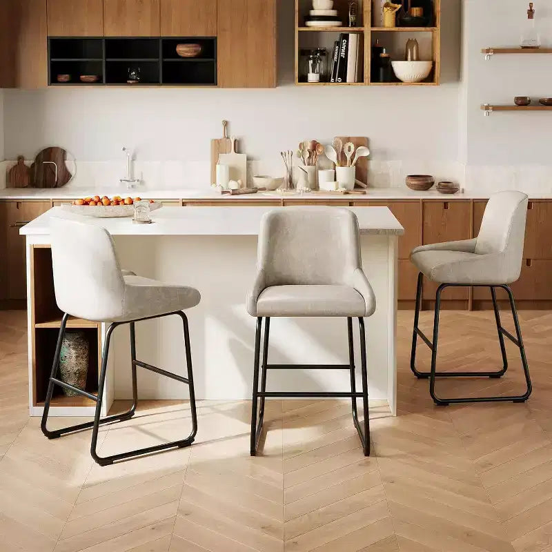Taburetes de bar, juego de 3 o 4, taburetes de bar de altura de mostrador de cuero de PU con respaldo y reposapiés, sillas de bar tapizadas para comedor, isla de cocina