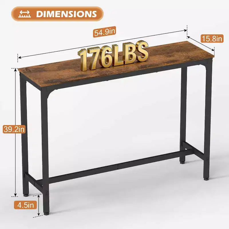 55/77 Mesa alta de bar Mesa de pub con patas resistentes y almohadillas ajustables para los pies para bar o cafetería