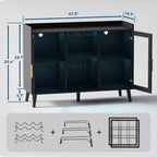Mueble Vinoteca Independiente, Aparador de Cocina y Aparador Buffet para Cafetería con Soporte para Copas, con Puerta de Cristal para Sala de Estar, Comedor