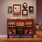 Mueble Vinoteca Independiente, Aparador de Cocina y Aparador Buffet para Cafetería con Soporte para Copas, con Puerta de Cristal para Sala de Estar, Comedor