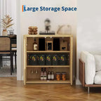 Aparador bufé de 34 pulgadas, mueble de bar de café de madera para entrada, alacena con estrías con estantes ajustables, mesa de consola multimedia para sala de estar