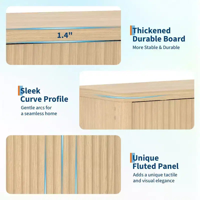 Aparador bufé de 34 pulgadas, mueble de bar de café de madera para entrada, alacena con estrías con estantes ajustables, mesa de consola multimedia para sala de estar