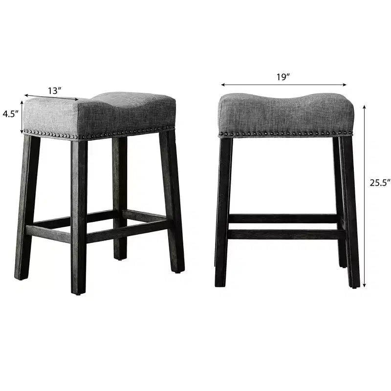 Taburete Nolan tapizado a la altura de la encimera con asiento tipo silla de montar (juego de 2)