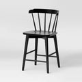 24" Wooden Barrel Counter Height Barstool with Footrest Black - Threshold™