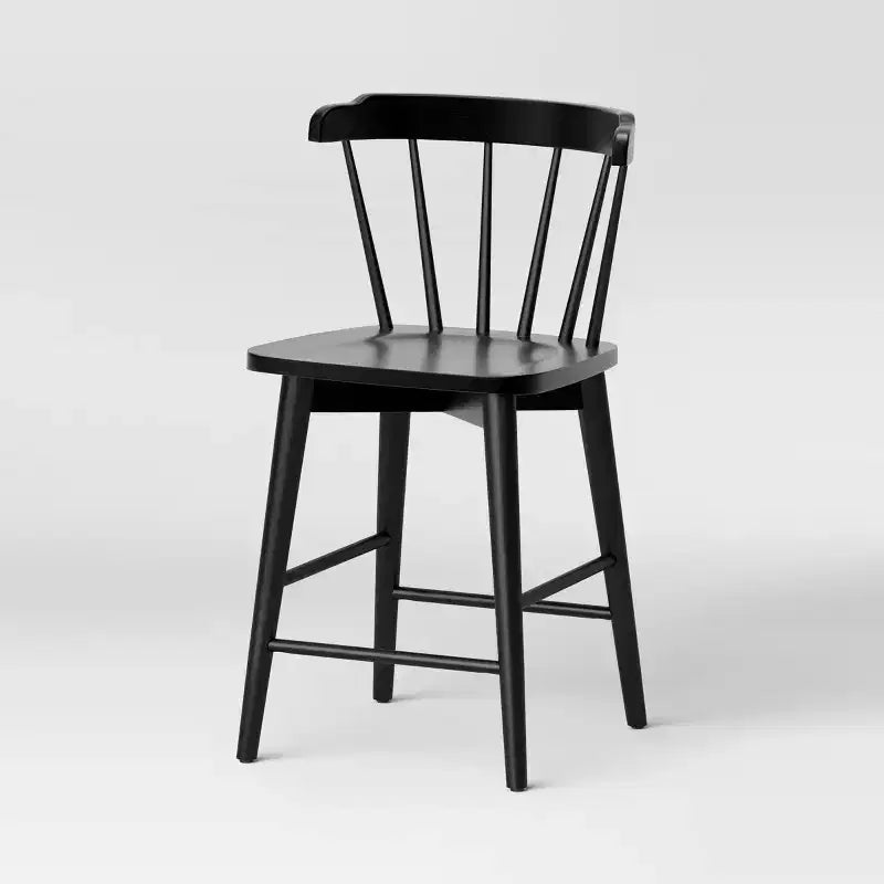24" Wooden Barrel Counter Height Barstool with Footrest Black - Threshold™