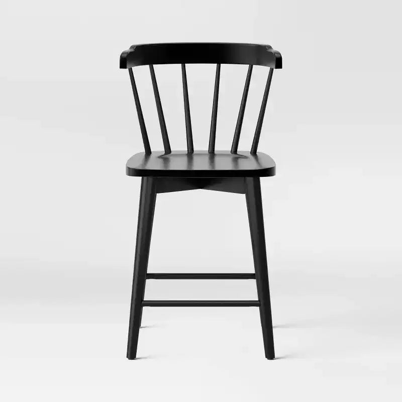 Taburete de bar de altura de mostrador de barril de madera de 24" con reposapiés negro
