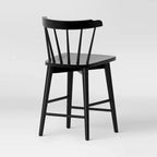Taburete de bar de altura de mostrador de barril de madera de 24" con reposapiés negro