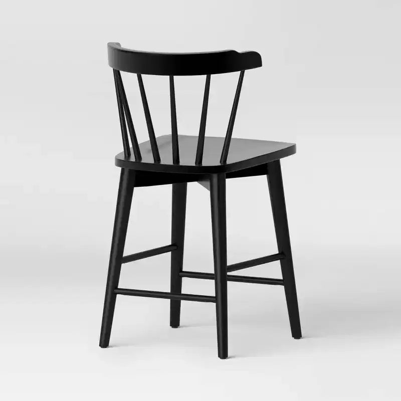 Taburete de bar de altura de mostrador de barril de madera de 24" con reposapiés negro