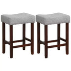 Costway Set of 2 Counter Height Bar Stools Saddle Kitchen Chairs with Wooden Legs