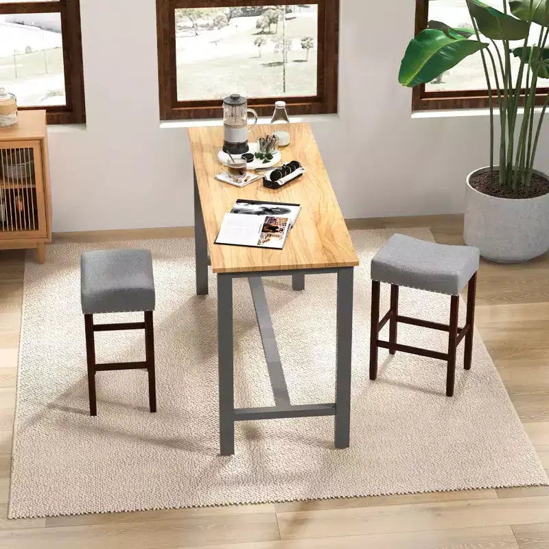 Juego de 2 taburetes de barra a la altura del mostrador Sillas de cocina tipo silla de montar con patas de madera