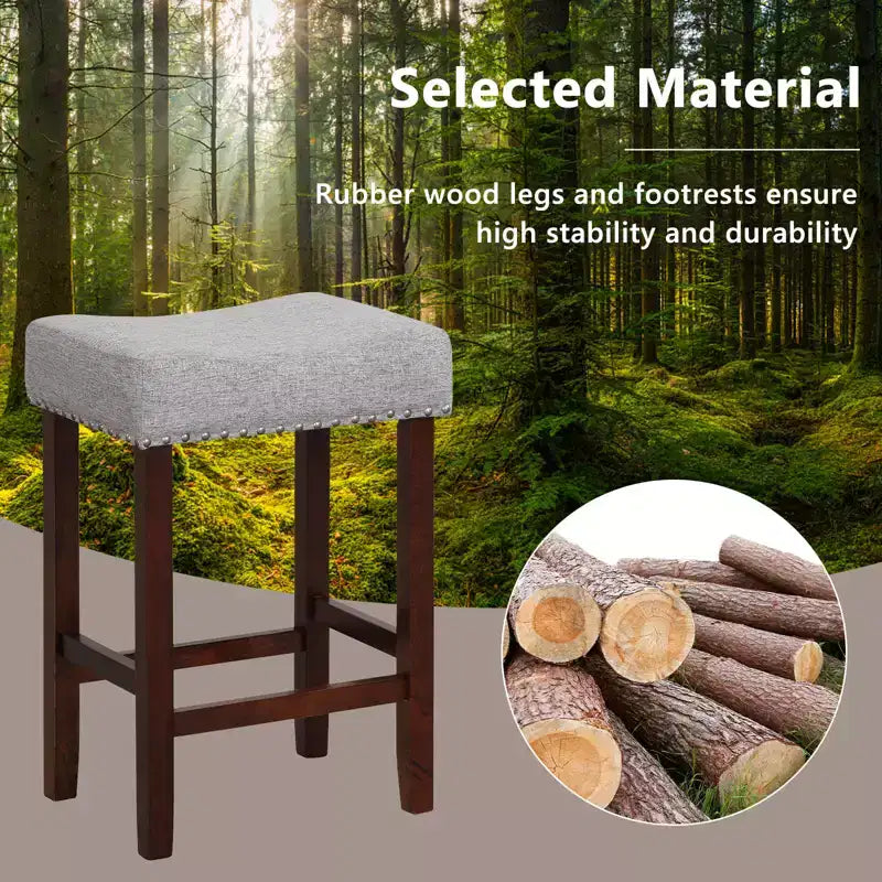Juego de 2 taburetes de barra a la altura del mostrador Sillas de cocina tipo silla de montar con patas de madera