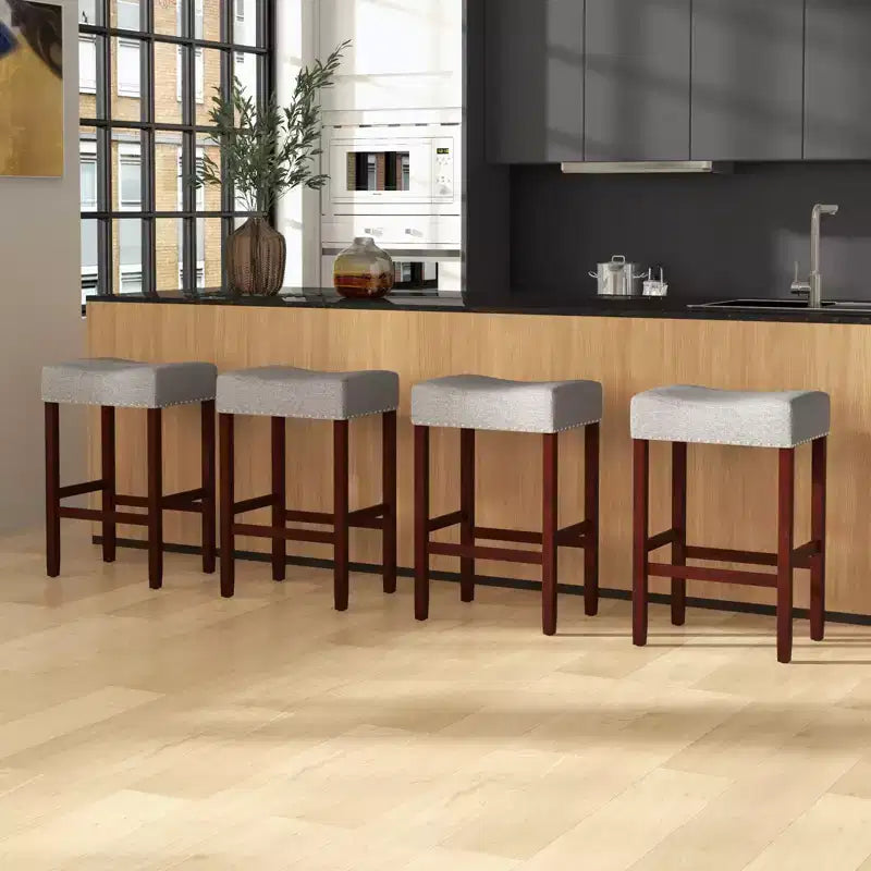 Juego de 2 taburetes de barra a la altura del mostrador Sillas de cocina tipo silla de montar con patas de madera