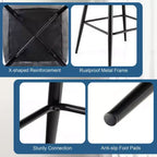 Juego de 2 Taburetes de Bar de Terciopelo, Sillas de Comedor de Cocina de Altura de Bar con Patas de Metal, Azul/Gris