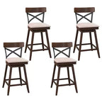 Costway Set of 4 Wooden Swivel Bar Stools Upholstered Counter Height Dining Chairs