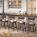 Juego de 4 taburetes de bar giratorios de madera, sillas de comedor tapizadas de altura de mostrador