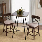 Juego de 4 taburetes de bar giratorios de madera, sillas de comedor tapizadas de altura de mostrador