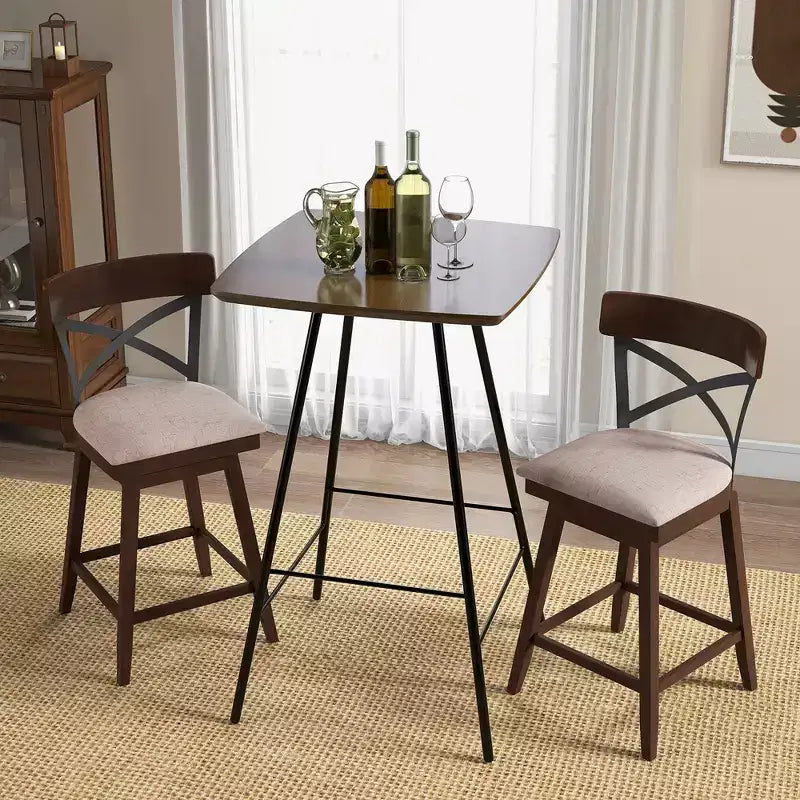 Juego de 4 taburetes de bar giratorios de madera, sillas de comedor tapizadas de altura de mostrador