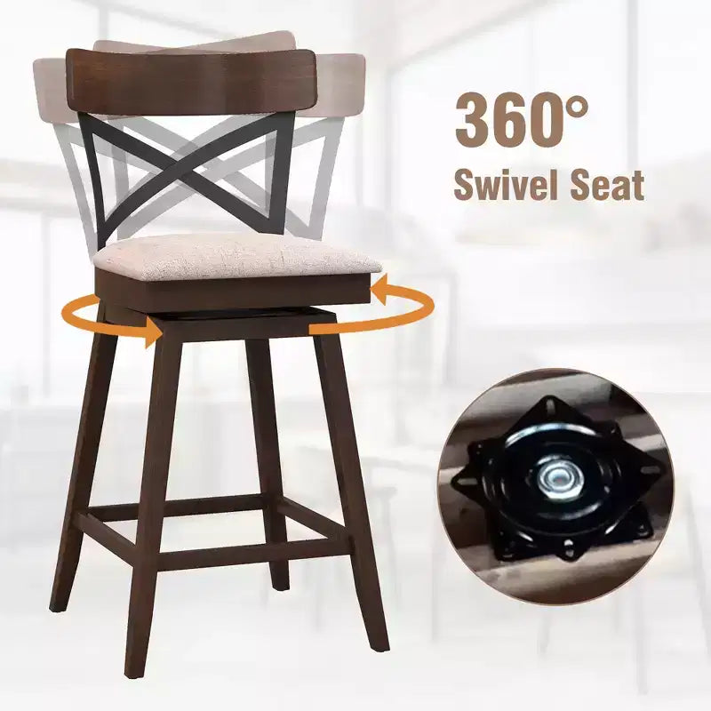 Juego de 4 taburetes de bar giratorios de madera, sillas de comedor tapizadas de altura de mostrador